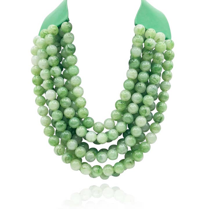 Isadora Multi-Strand Jade Groene Hars Ketting Met Vegan Verstelbare Sluiting voor wholesale door Michael Nash Jewelry