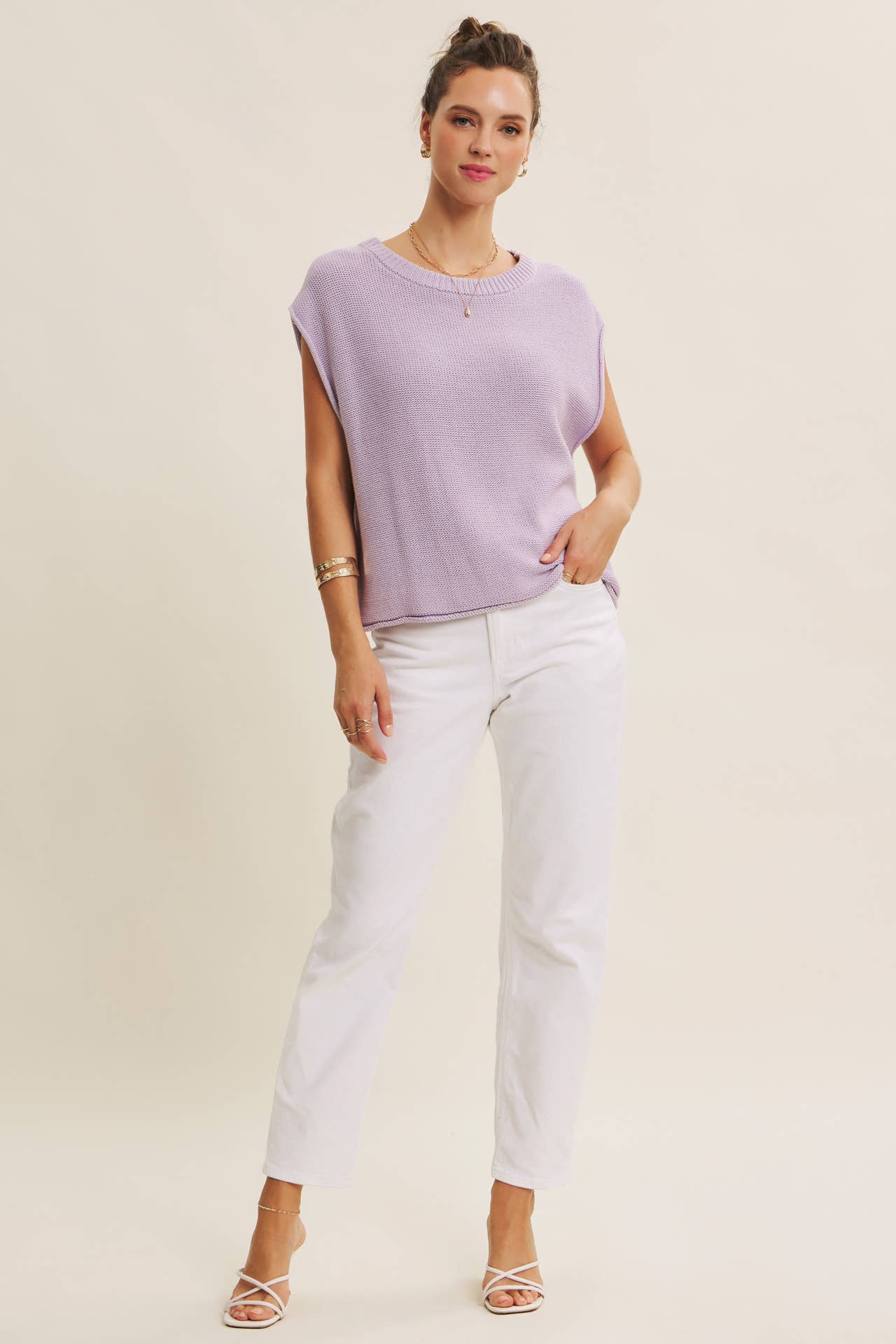 in february – Großhandel Strickpullover – Damen – Locker sitzendes Sweater-Weste mit sichtbaren Nähten34