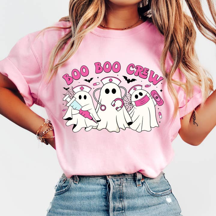 NVC Ecommerce LLC - Venta al por mayor Camiseta estampada - Mujer - Camisa Boo Boo Crew, sudadera Ghost Nurse, Nurse Halloween4