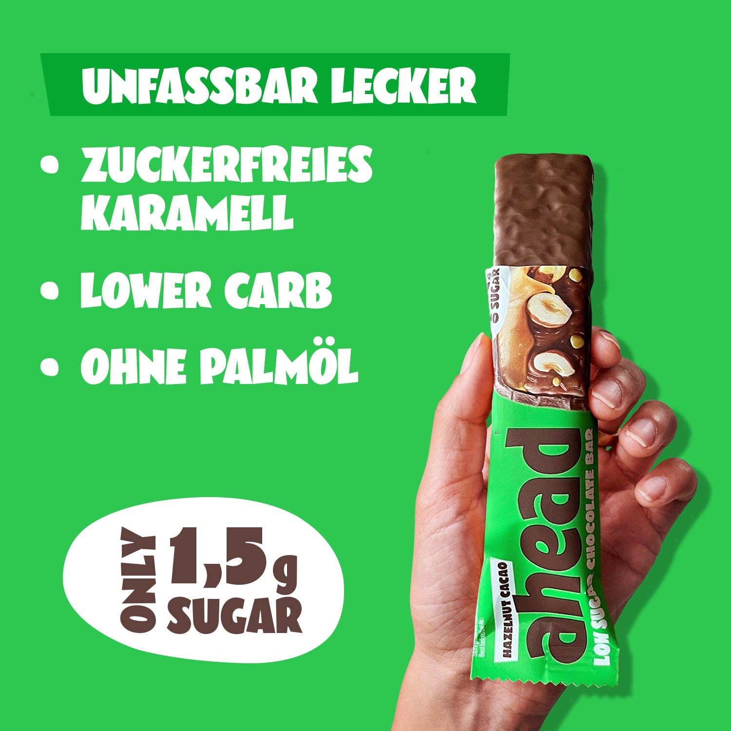 ahead - Wholesale Chocolate Bar - Low Sugar Choc Bar - Hazelnut Cacao (Tray 18x35g)3