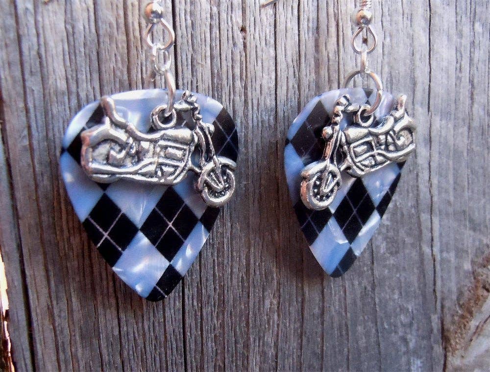 Simply Raevyn - Wholesale Dangle Earrings - Motorcycle Charm Guitar Pick Earrings17