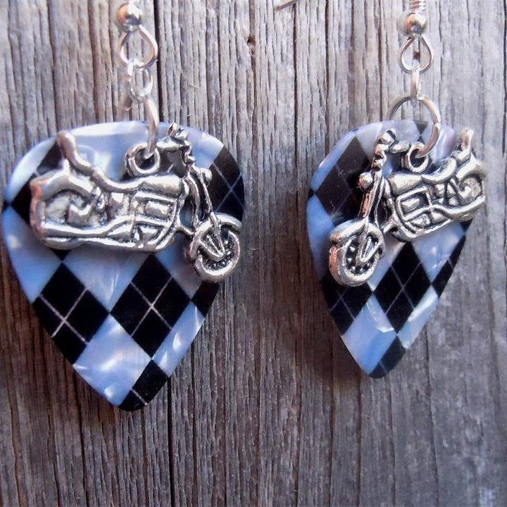 Simply Raevyn - Wholesale Dangle Earrings - Motorcycle Charm Guitar Pick Earrings17