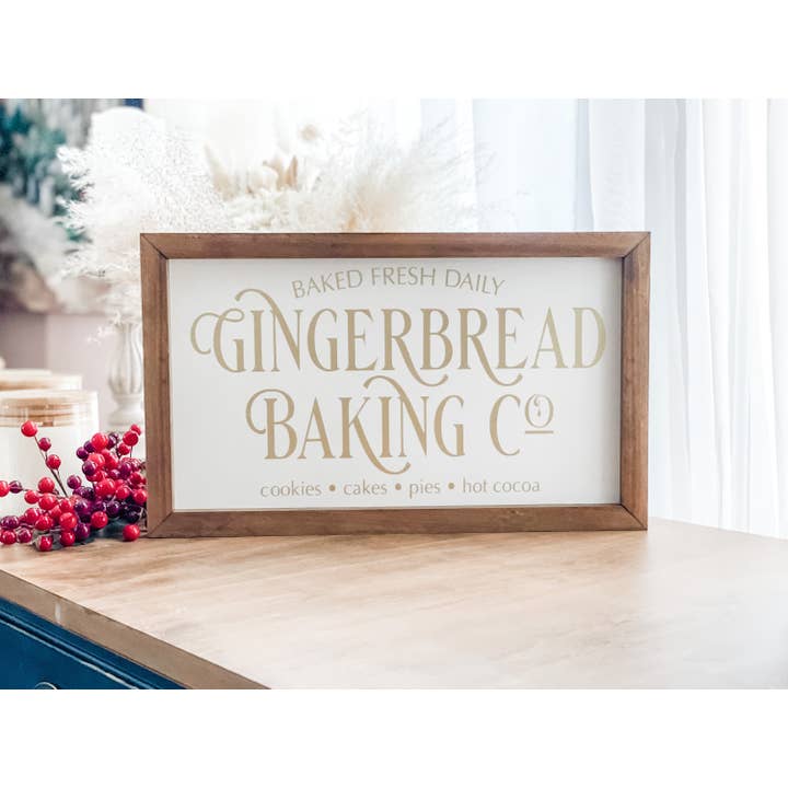 Gingerbread Baking Co Sign, Christmas Sign for wholesale by Rustic Culture
