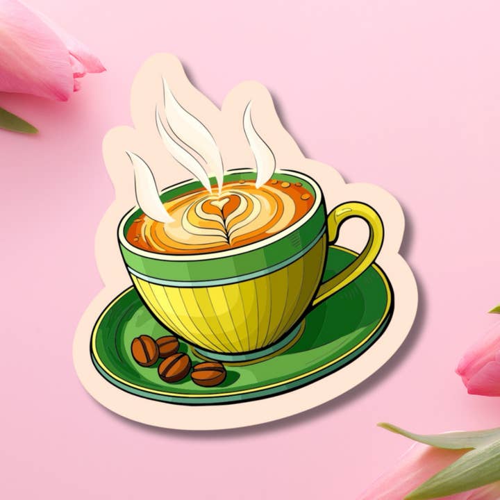 Kaffee-Glück Vinyl-Aufkleber für den Großhandel von Hikaru Tara Art Arst & Craft Gift Shop