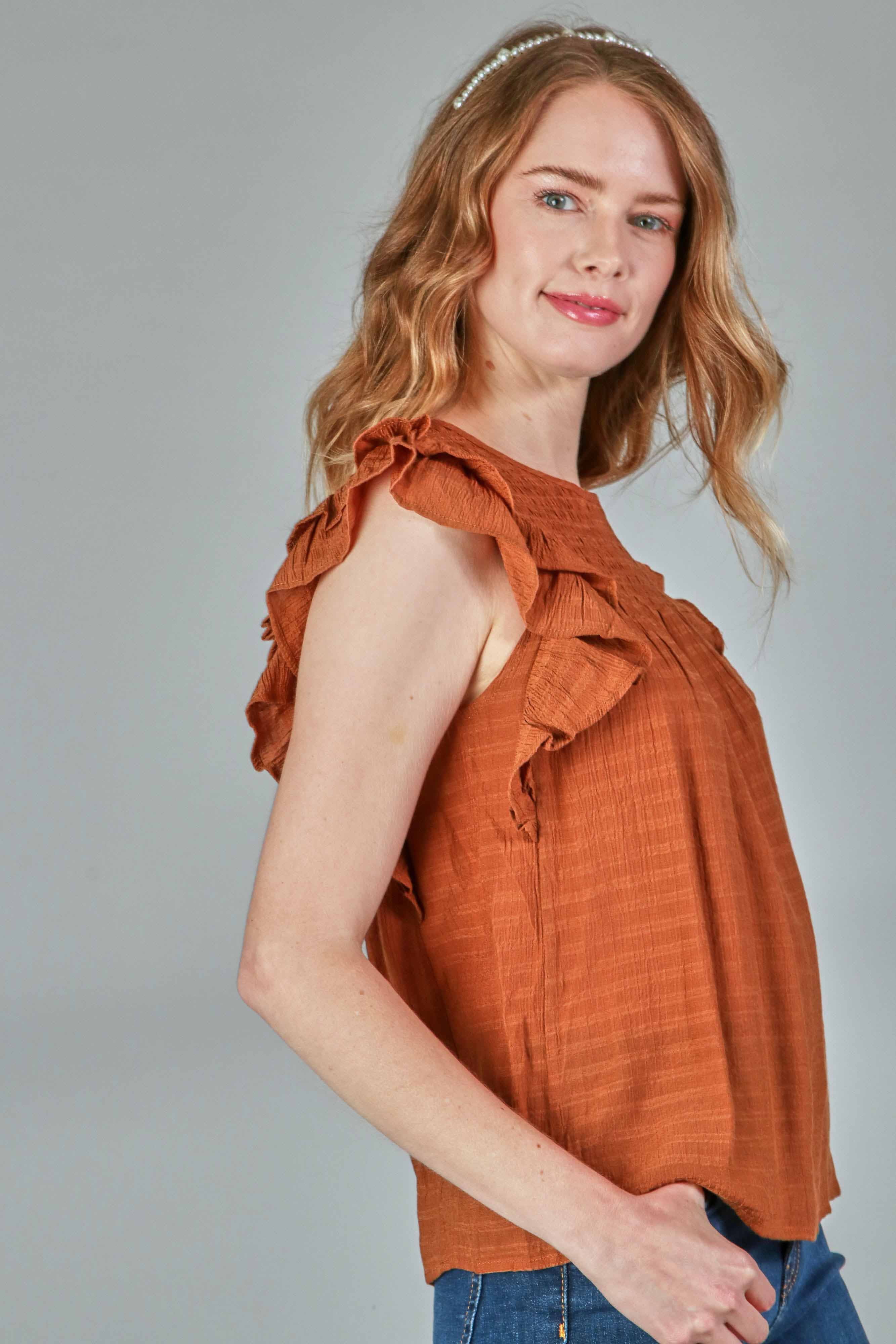 P.S Kate - Wholesale Blouse - Women's - Solid woven smocking top PLUS (P17912-PLUS)9