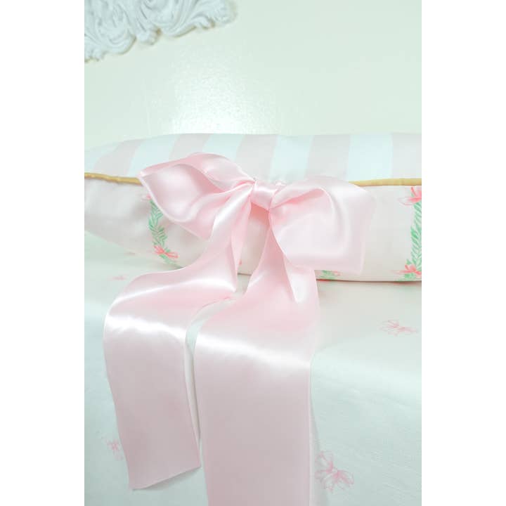 West Cottage Interiors - Wholesale Throw/Decorative Pillow - Charlotte, Pink Bow, Pink & White Striped, Trellis, Pillow