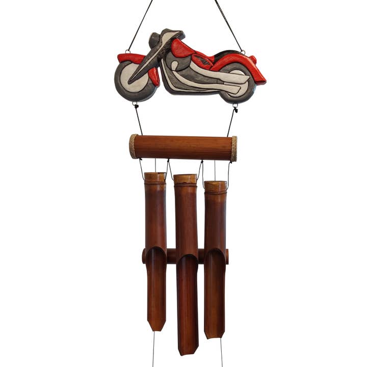 Motorcycle Bamboo Wind Chime for wholesale by Cohasset Gifts