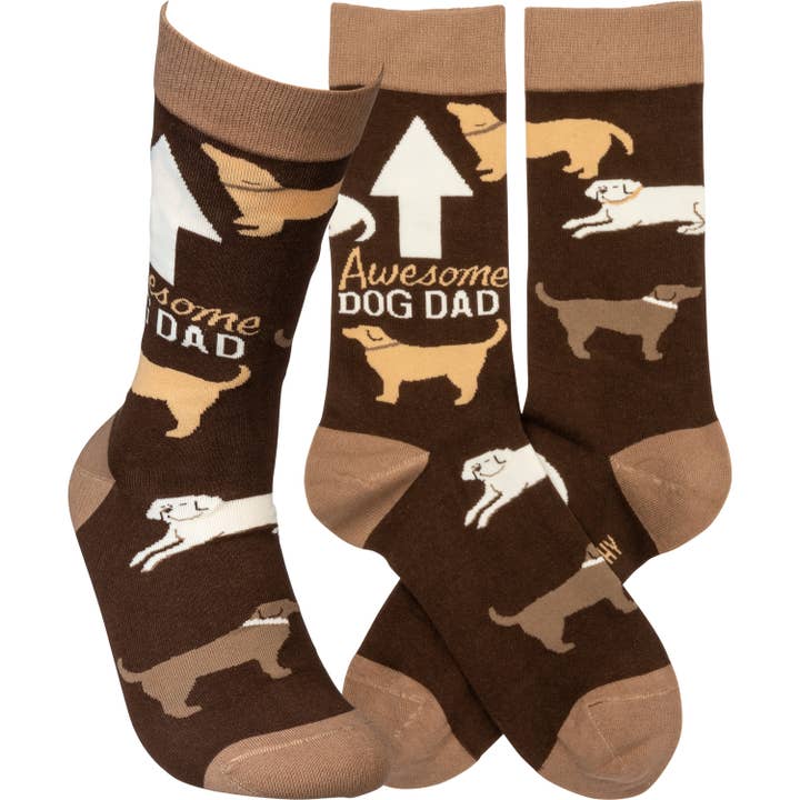 Awesome Dog Dad Socks for wholesale by Primitives by Kathy