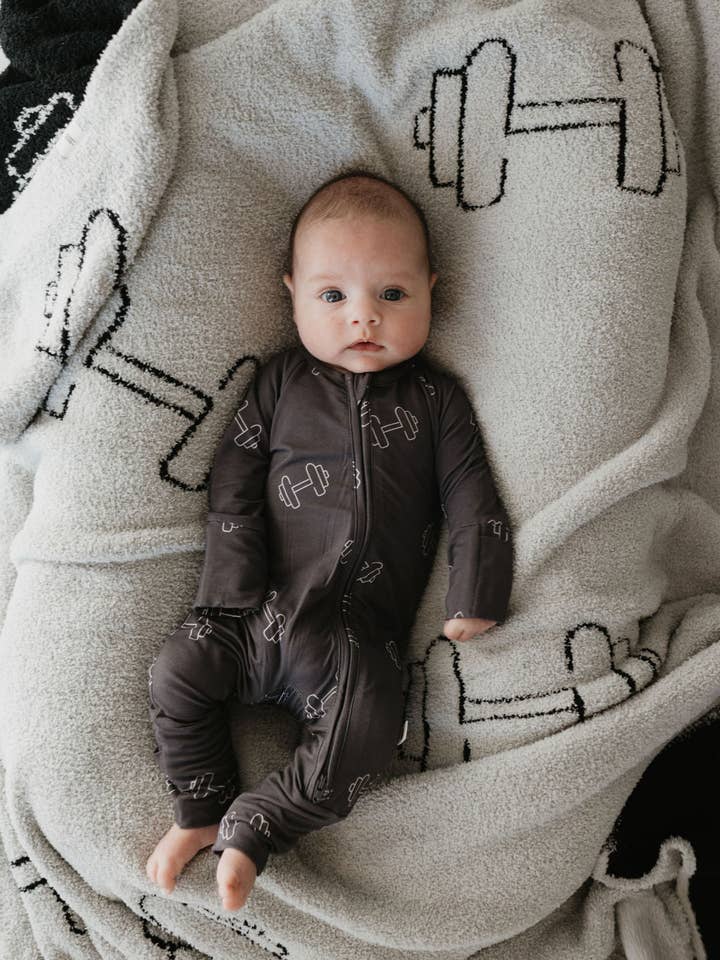 Bamboe Rits Pyjama | Houtskool Arm Dag voor wholesale door Forever French Baby