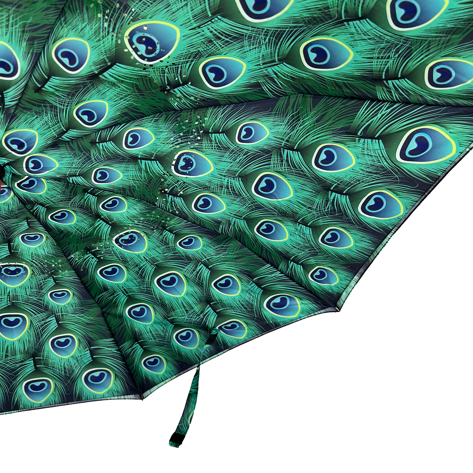 Verde Ombrello Soake con motivo piume di pavone a rovescio in vendita all'ingrosso su Faire3