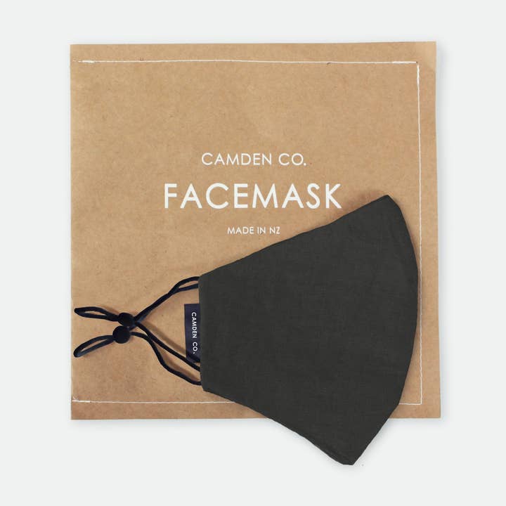 Face Mask - Black Linen for wholesale by Camden Co