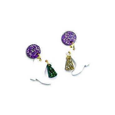 THE ACCESSORY SCOUT - Wholesale Dangle Earrings - Scout Celebration Mardi Gras MINI Majorette Boots Earrings0