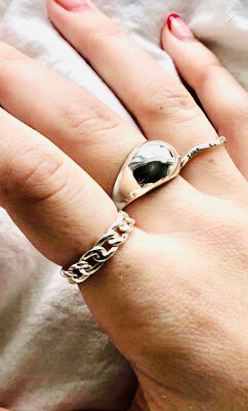 Quasar Gems USA - Wholesale Chain Ring - Sterling Silver Cuban Chain Link Ring Band3