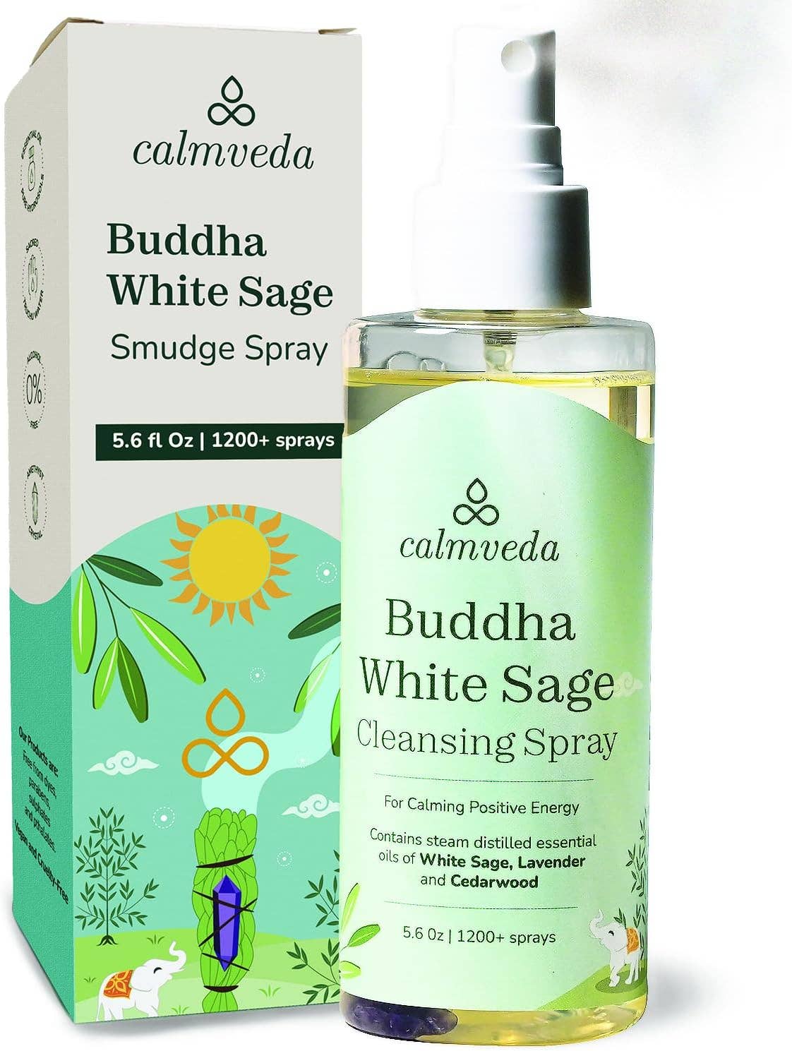 Calmveda Incense & Aromatherapy - Wholesale Wierrookspray - Witte salie spray voor bescherming - smudge spray (165 ml)