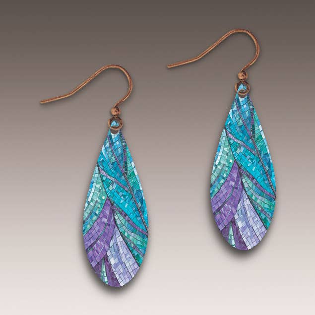 Pfauenmosaik-Tautropfen-Handgefertigte Ohrringe für den Großhandel von Illustrated Light & DC Designs