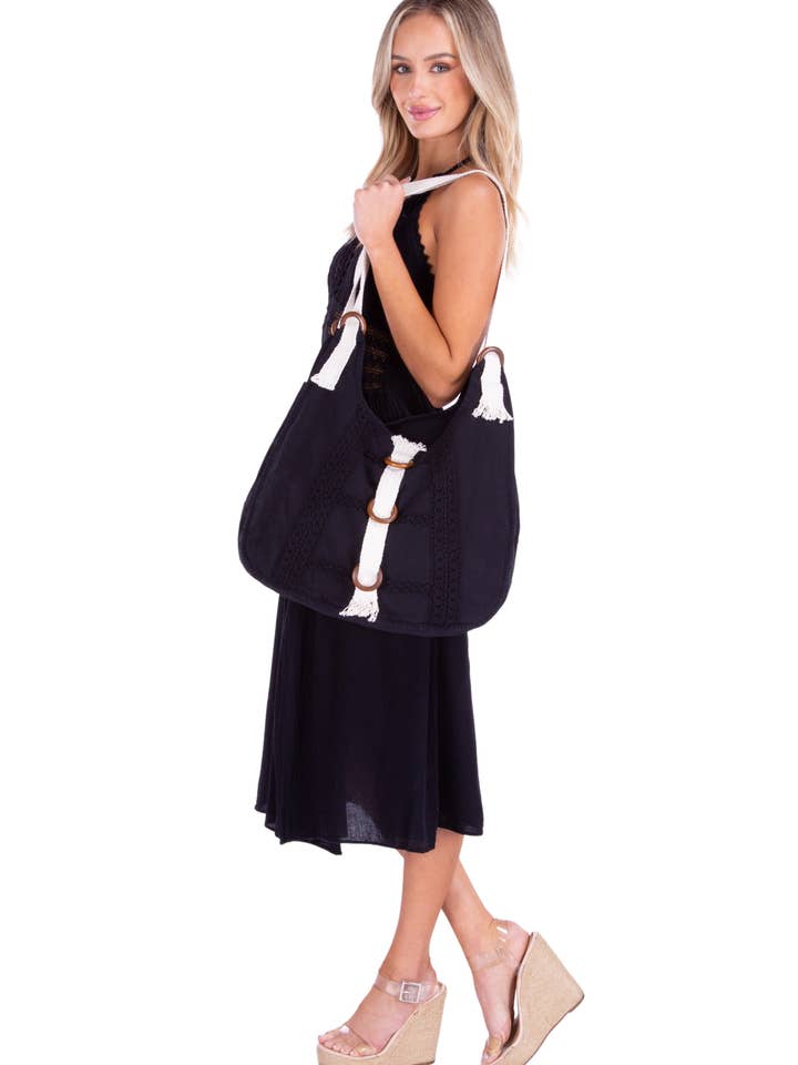 BAG1005 - Black Cotton Bag for wholesale by Seaspice Resort Wear