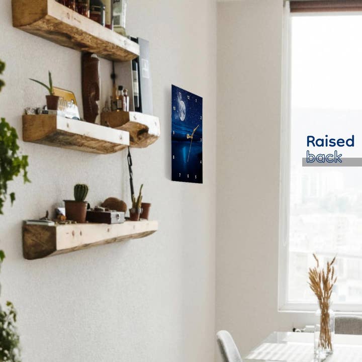 3dRose - Wholesale Wall Clock - 3dRose, Full moon shining in a starry sky on the beach where the ocean meets land., Wall Clock2