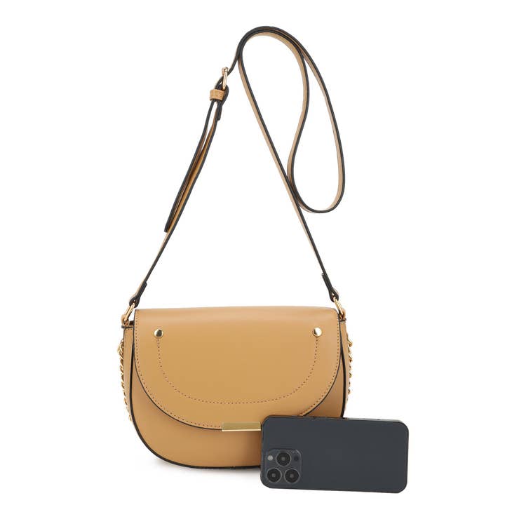 KAYLA+AVA - Wholesale Crossbody Bag - Women's - RITA Saddle Bag Accented with Chain, Women Crossbody Bag