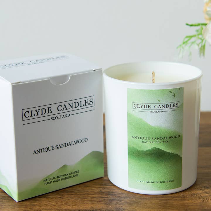 Antique Sandalwood Gift Box Candle - Large Glass for wholesale by CLYDE CANDLES