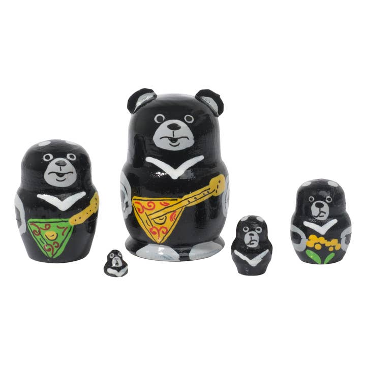 Mini Black Bear w/ Balalaika 5pc./1" for wholesale by Golden Cockerel