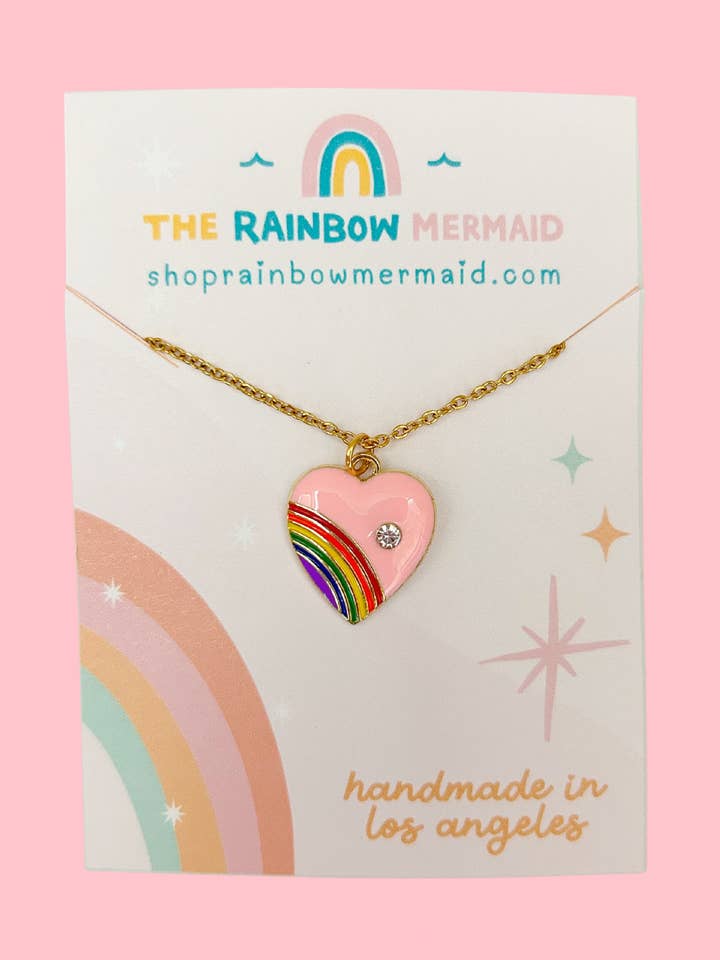 Kids Rainbow Heart Charm Necklace for wholesale by The Rainbow Mermaid