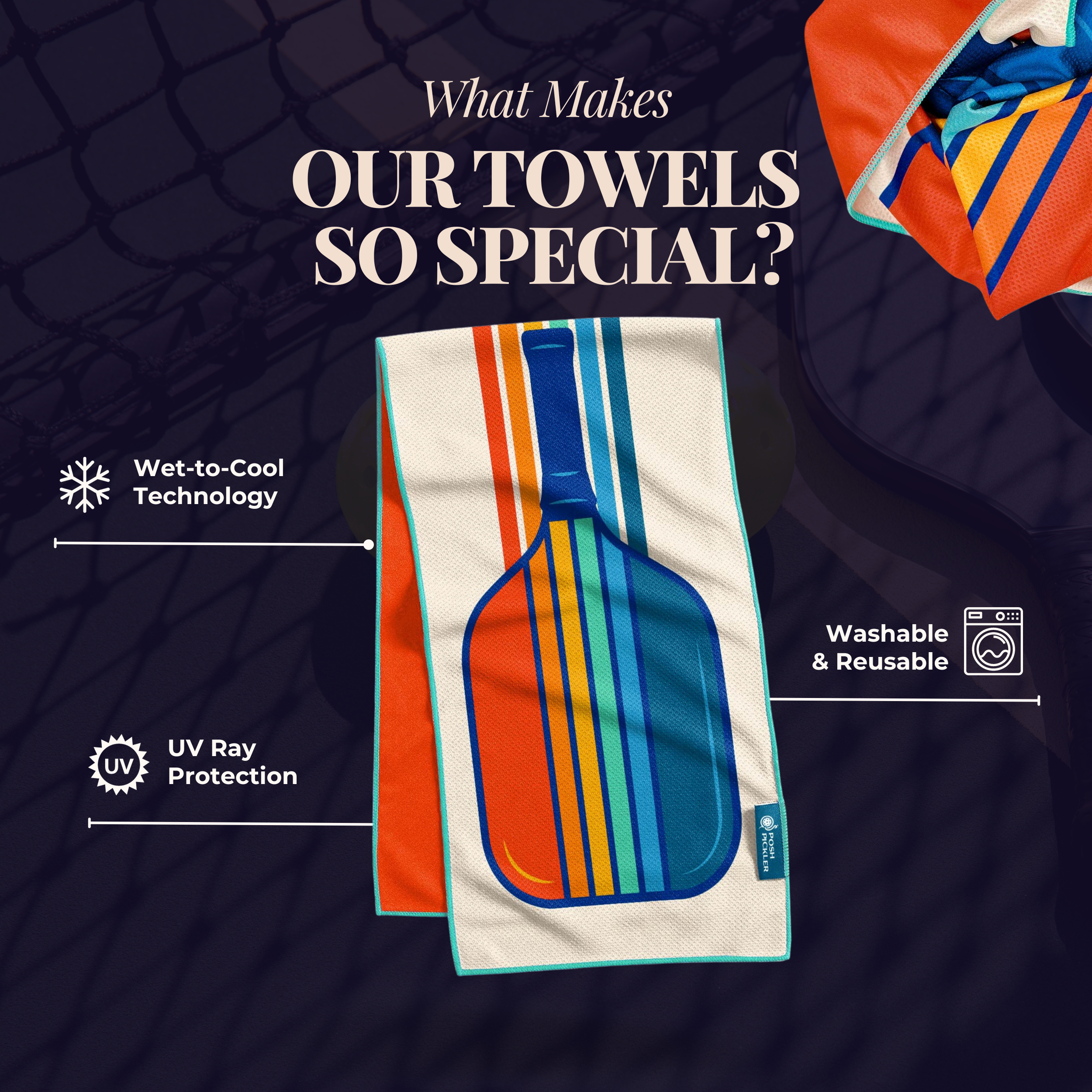 Posh Pickler Pickleball - Wholesale Sports Towel - Cooling Towel with Pickleball sports design Vintage Victory1