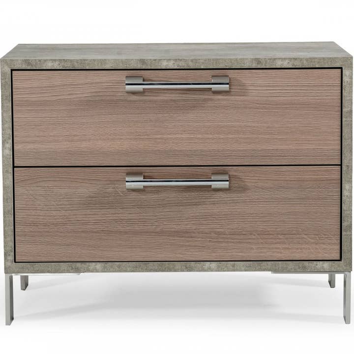 20" Brown Oak and Gray Two Drawer Nightstand for wholesale by HomeRoots