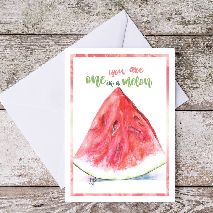 Watermelon Valentine Card "You are one in a melon" for wholesale by Art Reflects Light