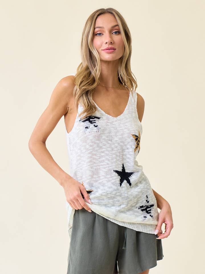 Star Sweater Tank - 41203T for wholesale by Doe and Rae