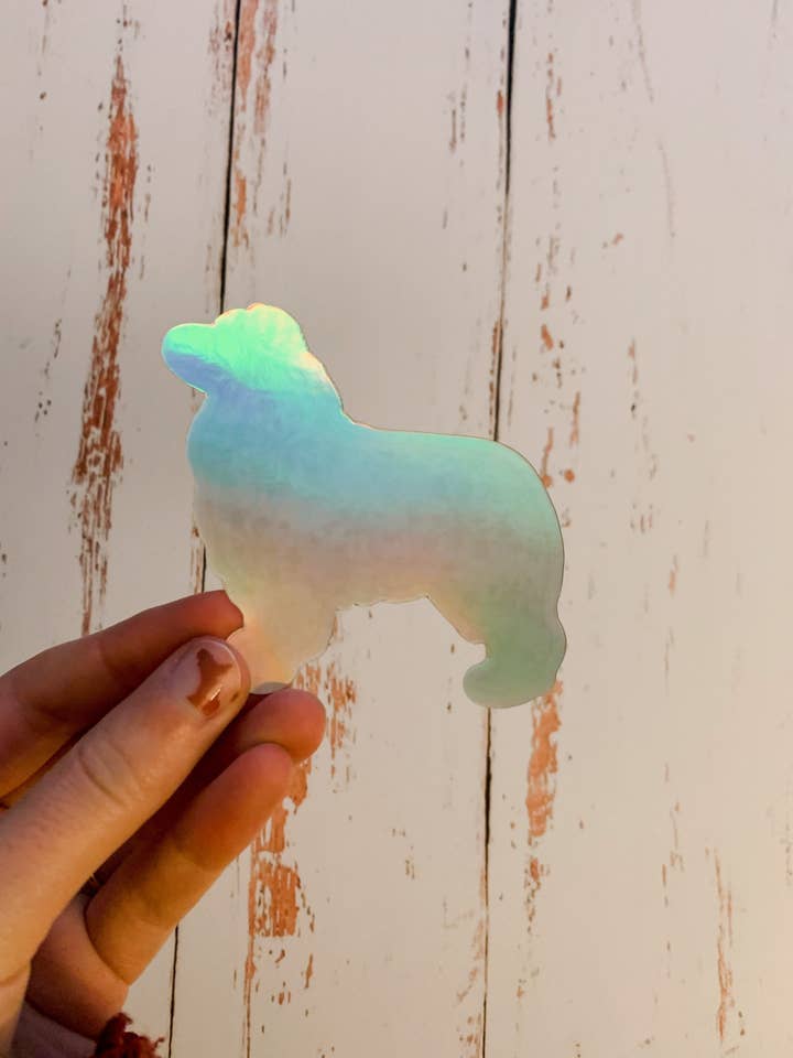 Holografisk Aussie Silhouette Sticker | Australian Shepherd | Hund | Tumbler klistermærke for engroshandel hos Jaxey Designs