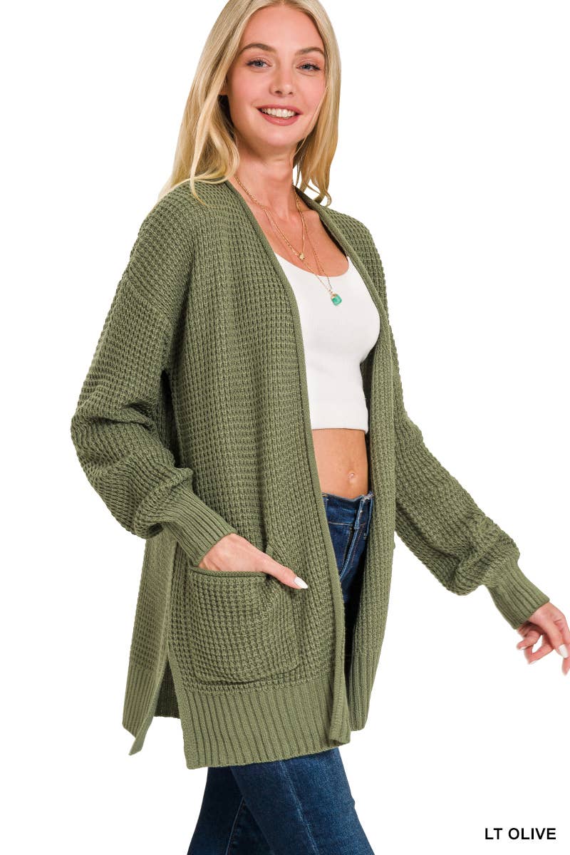 Vanilla Monkey – wholesale Cardigan – Women’s – Low Gauge Waffle Open Cardigan Sweater5