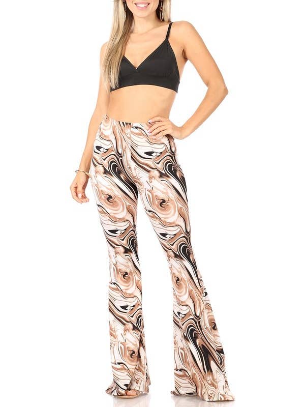 Marble Print Wide Leg Flare Pant for wholesale by VIBE Apparel Co
