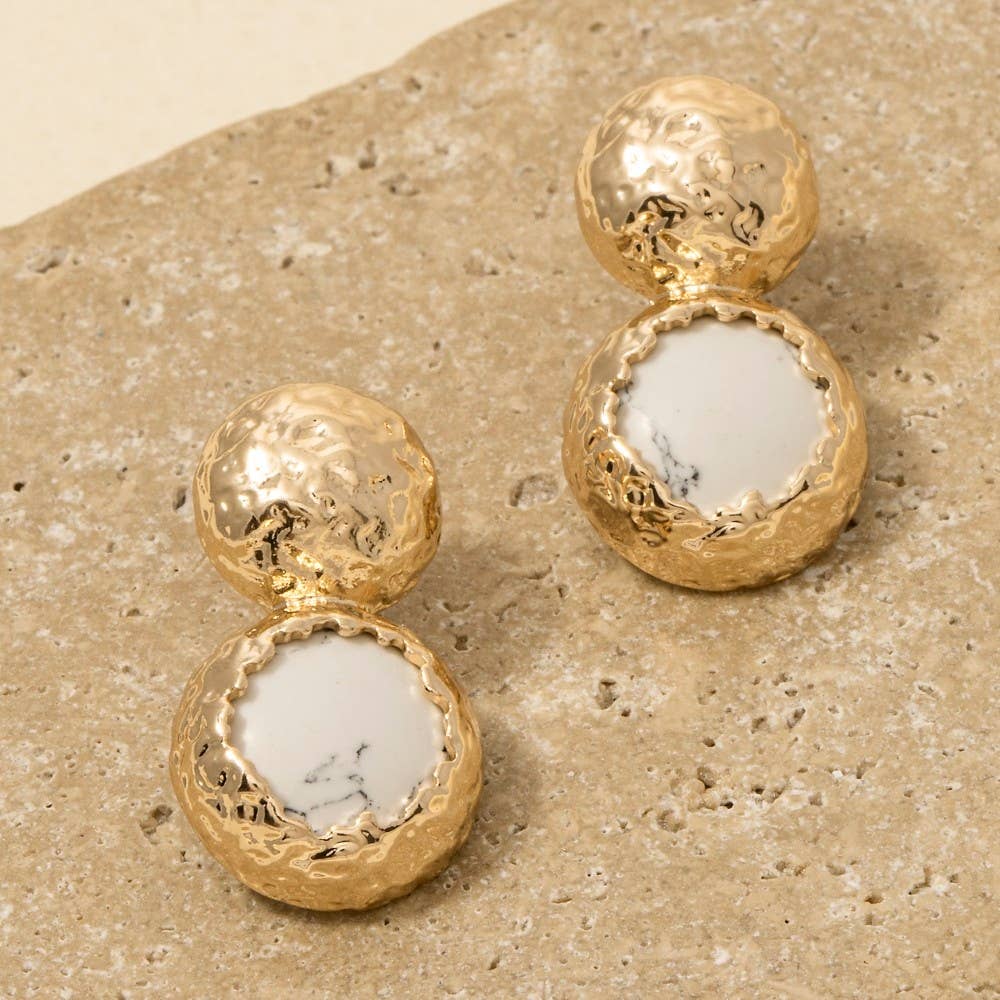 Anarchy Street – Großhandel Ohrhänger – Gehämmerte Kuppel- und Steinstecker-Ohrringe4