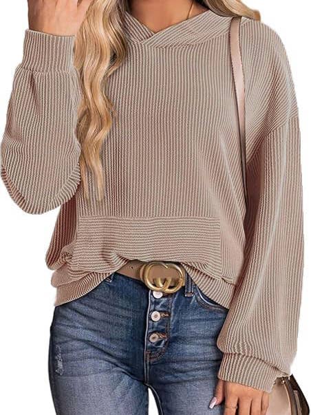 Jiawaknitart - Wholesale Sweatshirt - Women's - Women’s Loose Hooded Twisted Sweatshirt2