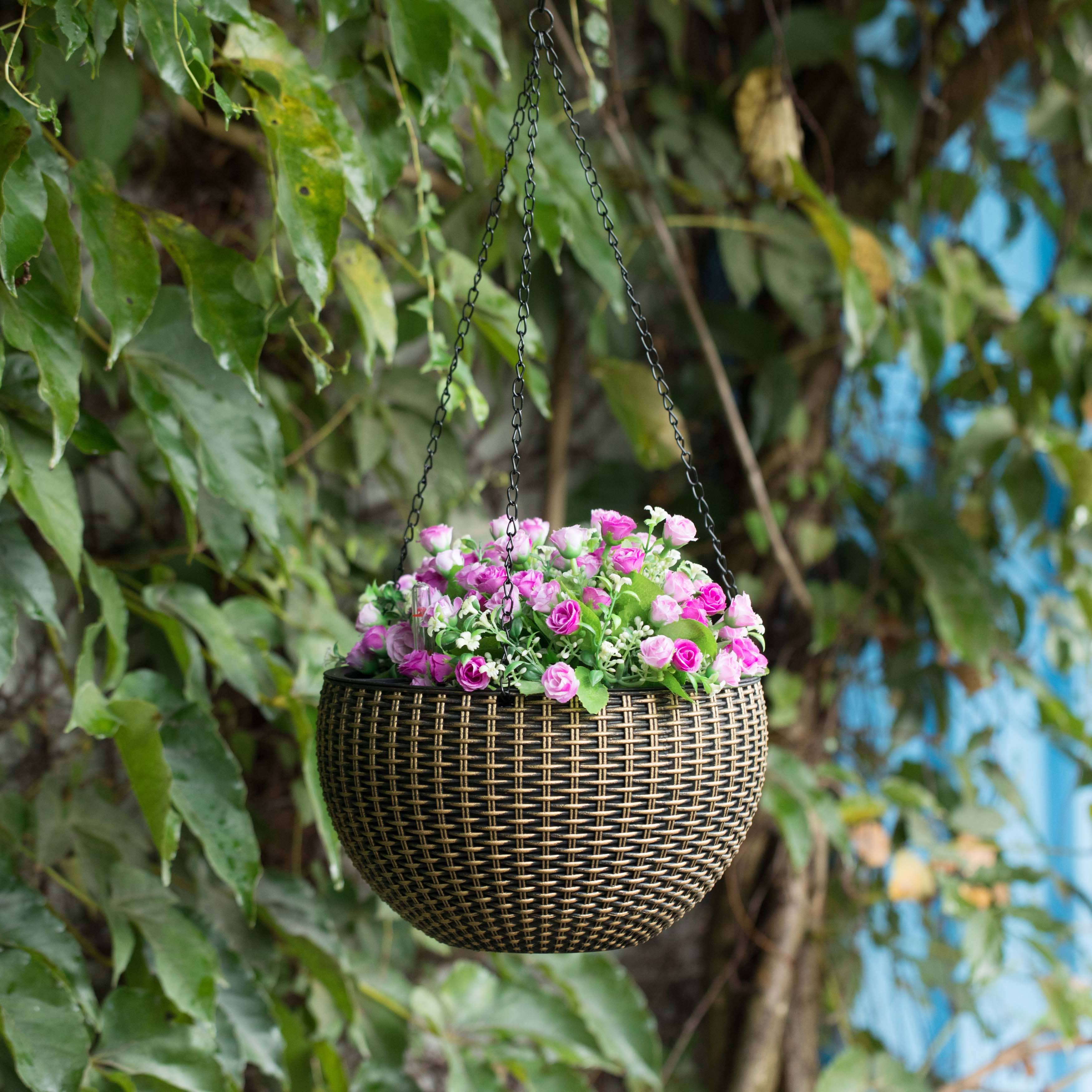 Quickway Imports - Wholesale Hanging Planter - 10" Self Watering Bronze Hanging Basket Flower Planter7
