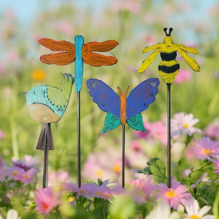 Estacas para plantas de abejas Jardín de aves mariposa Artesano Hecho a mano para venta al por mayor de Whimsies