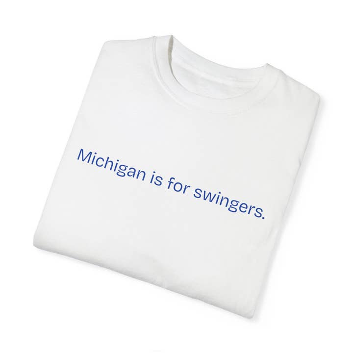 White Michigan Is for Swingers Unisex T-Shirt – Funny Golf Shirt with Golfer in Martini Glass, Cheeky 100% Cotton Tee for wholesale on Faire3