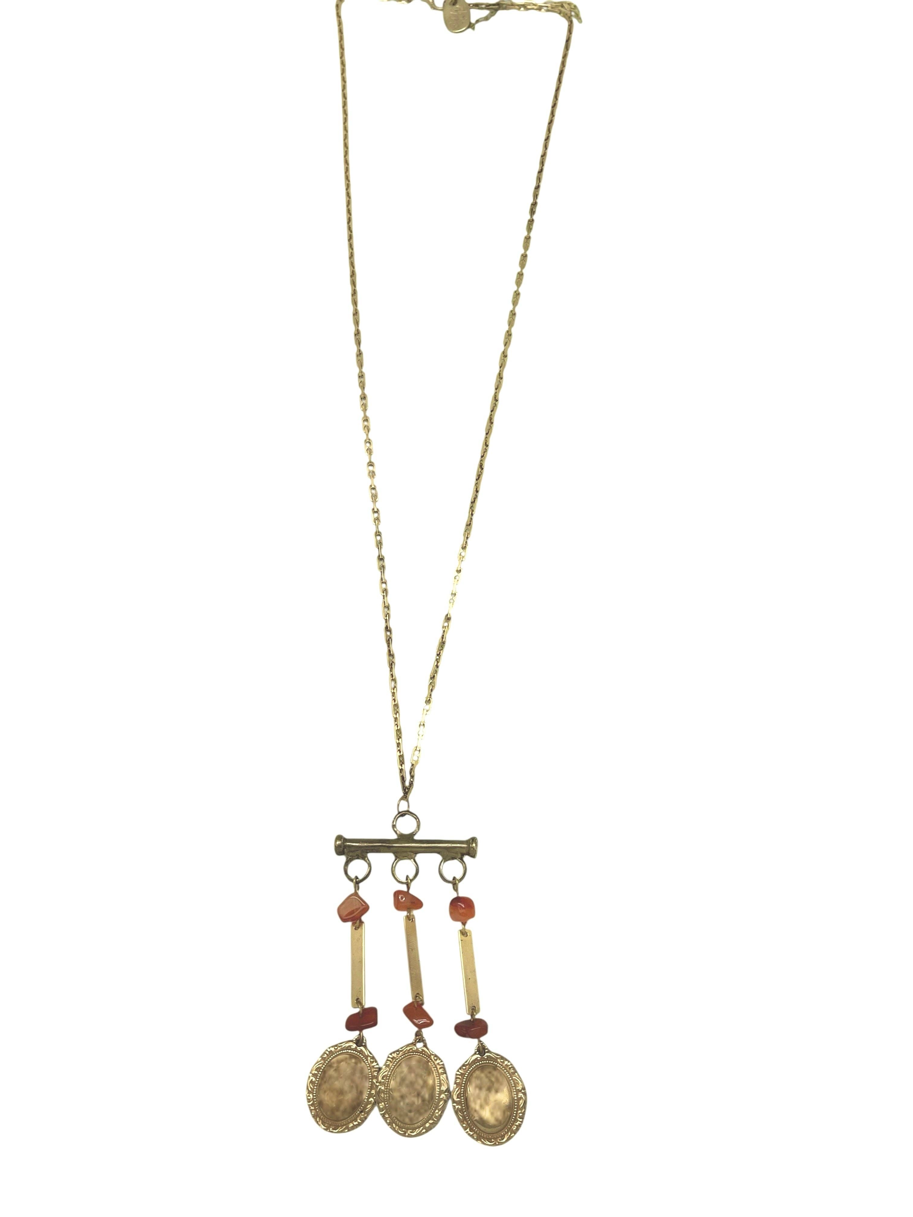 Gloria Mago - Wholesale Pendant/Charm Necklace - Long Carina necklace with vintage charms in gold-plated brass0