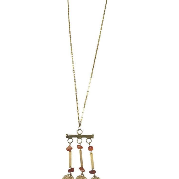 Gloria Mago - Wholesale Pendant/Charm Necklace - Long Carina necklace with vintage charms in gold-plated brass0