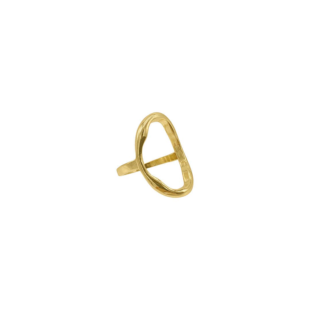 Adornia - Wholesale Cocktail/Statement Ring - Open Hammered Oval Ring gold