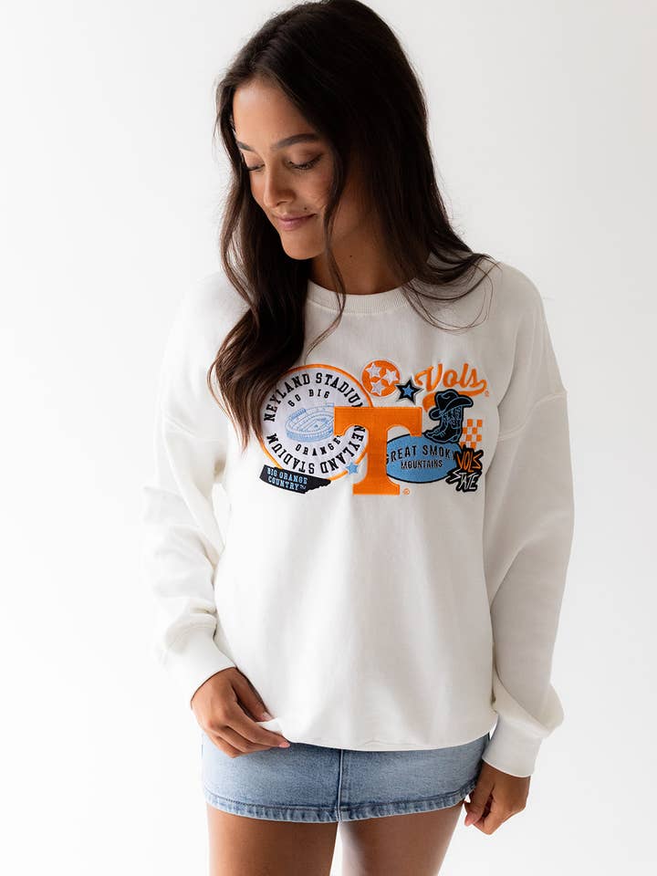 Tennessee Layer Patch Lantern Sleeve Crew for wholesale by Gameday Social Apparel Co.®