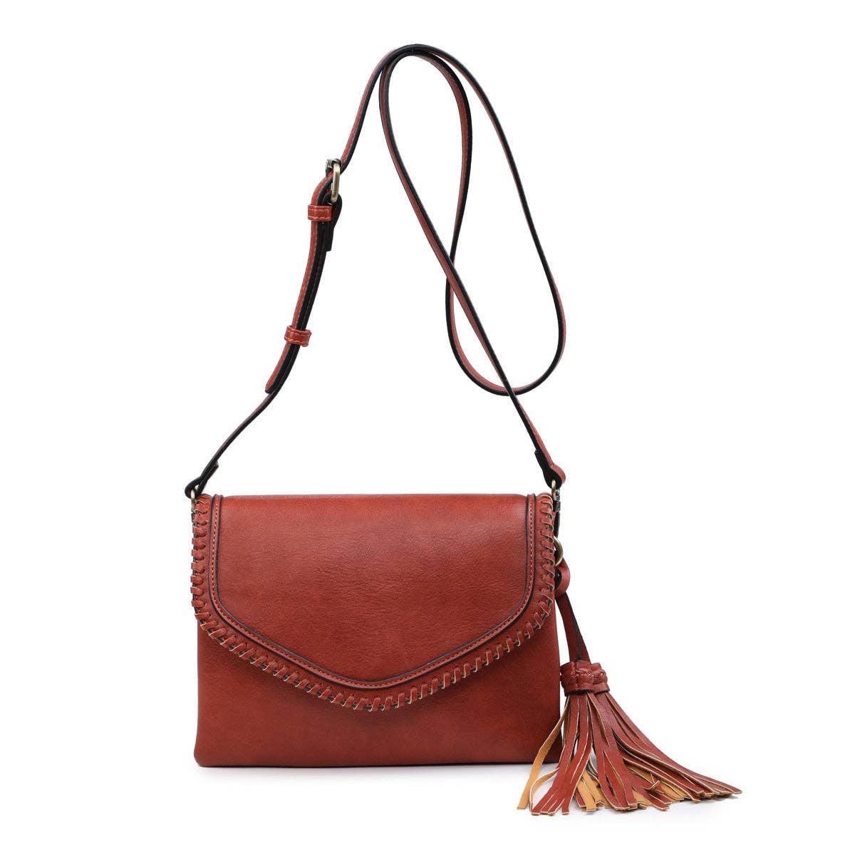 MiMi Wholesale - Wholesale Crossbody Bag - Women's - Flapover Crossbody Bag with Whipstitch & Double Tassel14