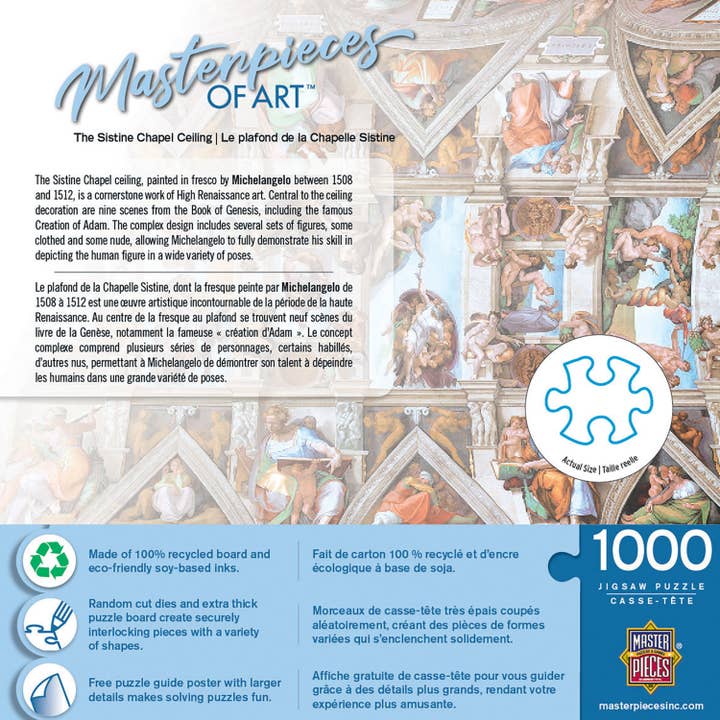Masterpieces Puzzles - Wholesale Puzzle - Adult - Masterpieces of Art - The Sistine Chapel 1000 Piece Puzzle
