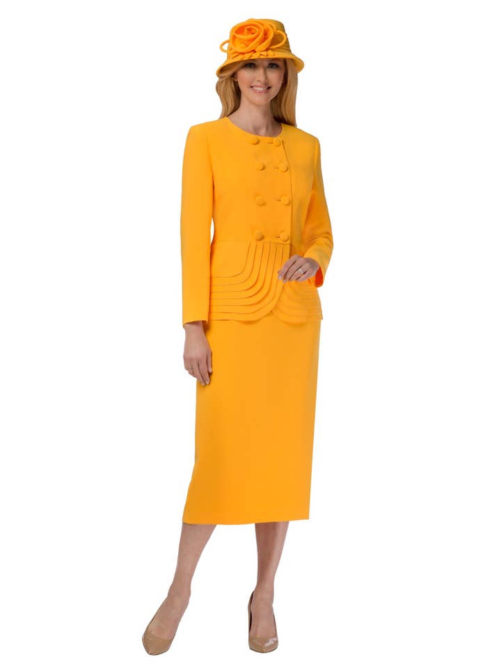 2pc Double Breasted Tierred Peplum Jkt & Skirt for wholesale by Giovanna