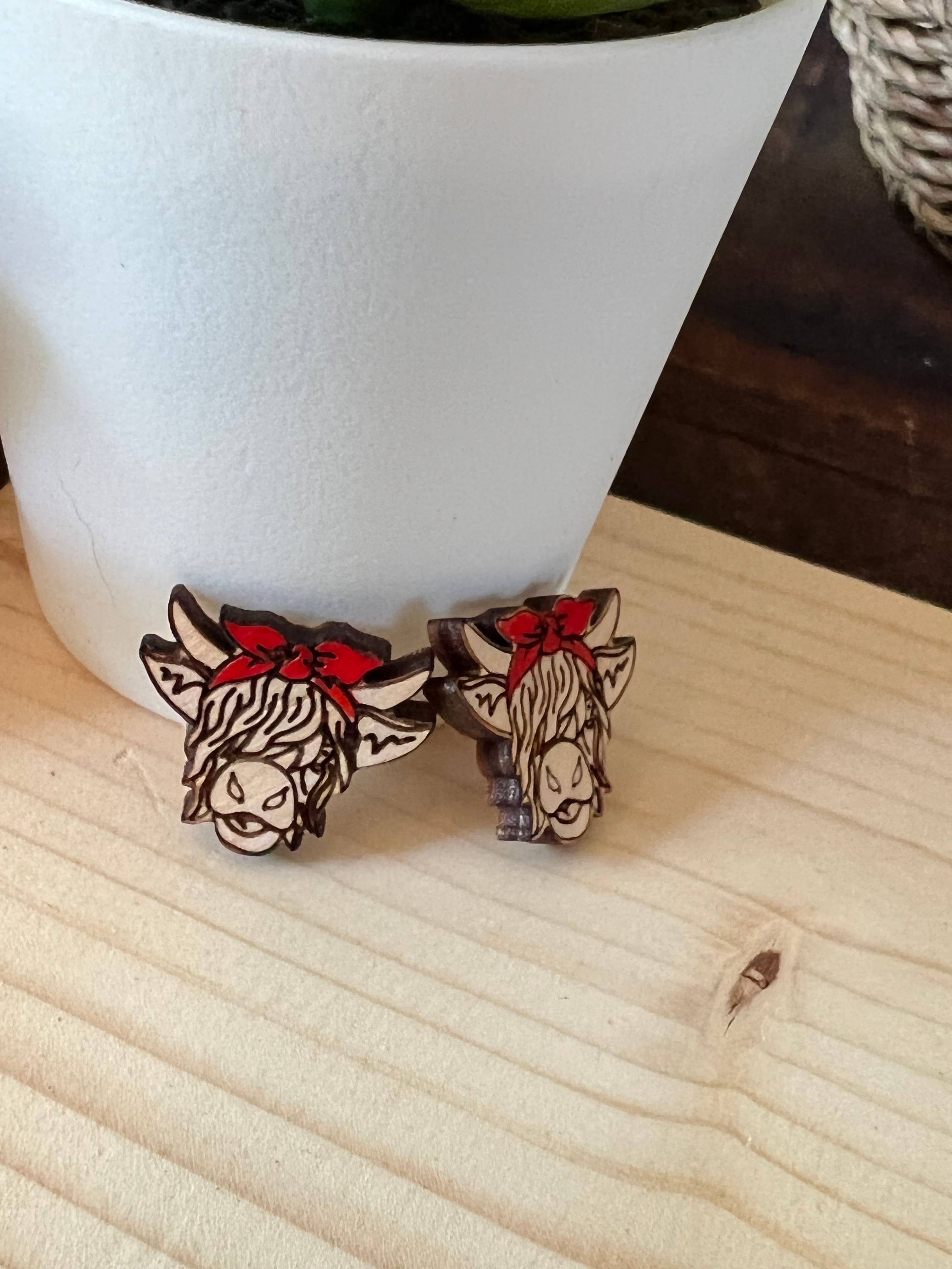 Suchfungoods - Wholesale Stud/Post Earrings - bandana highland cow studs1