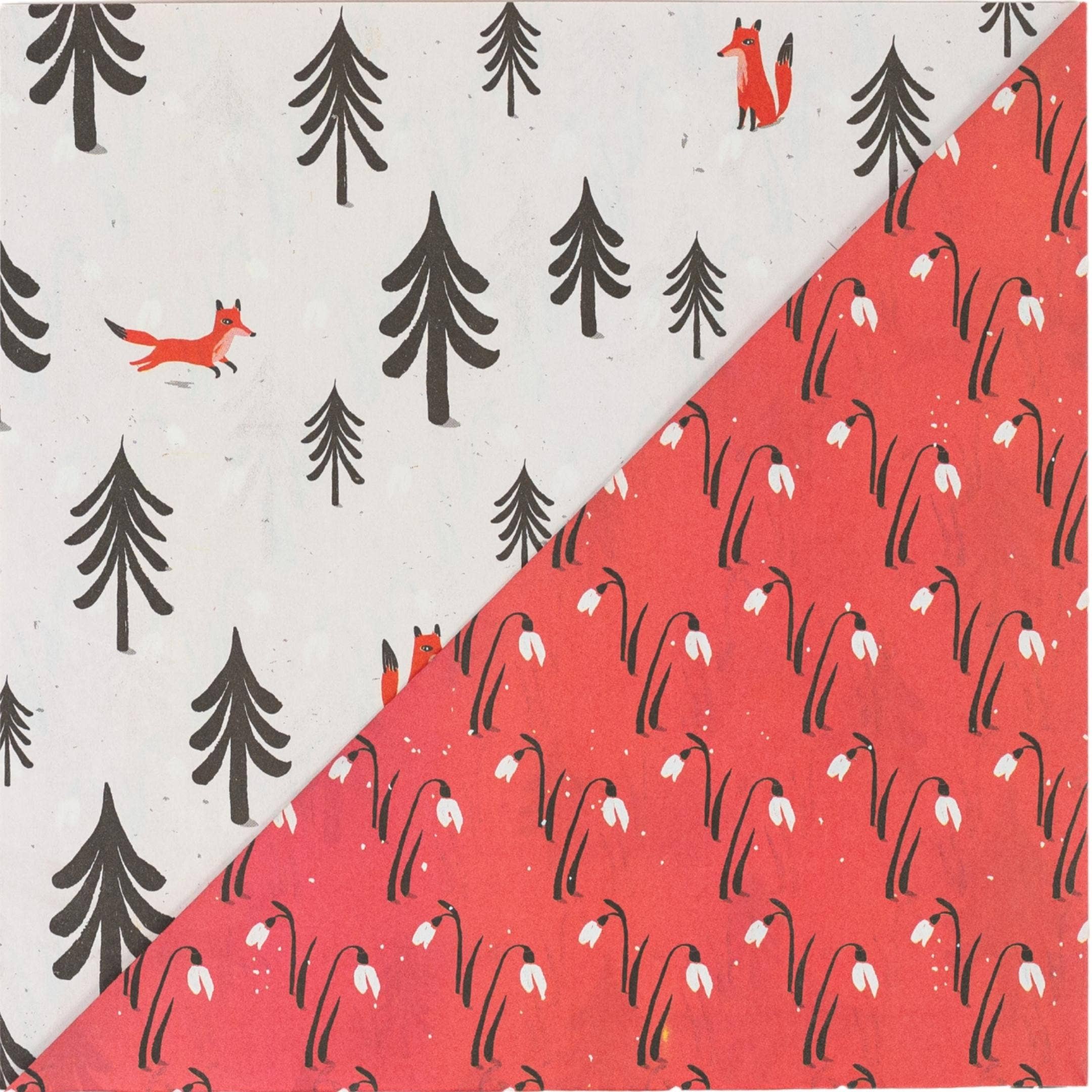 Wrappily Eco Gift Wrap Co. – Großhandel Geschenkpapier in Bögen – Fox Forest • beidseitiges, umweltfreundliches Geschenkpapier • Feiertagsmotive2