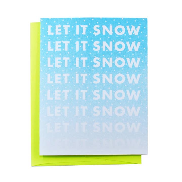 "Let It Snow" - Holiday Risograph Greeting Card for wholesale by Next Chapter Studio