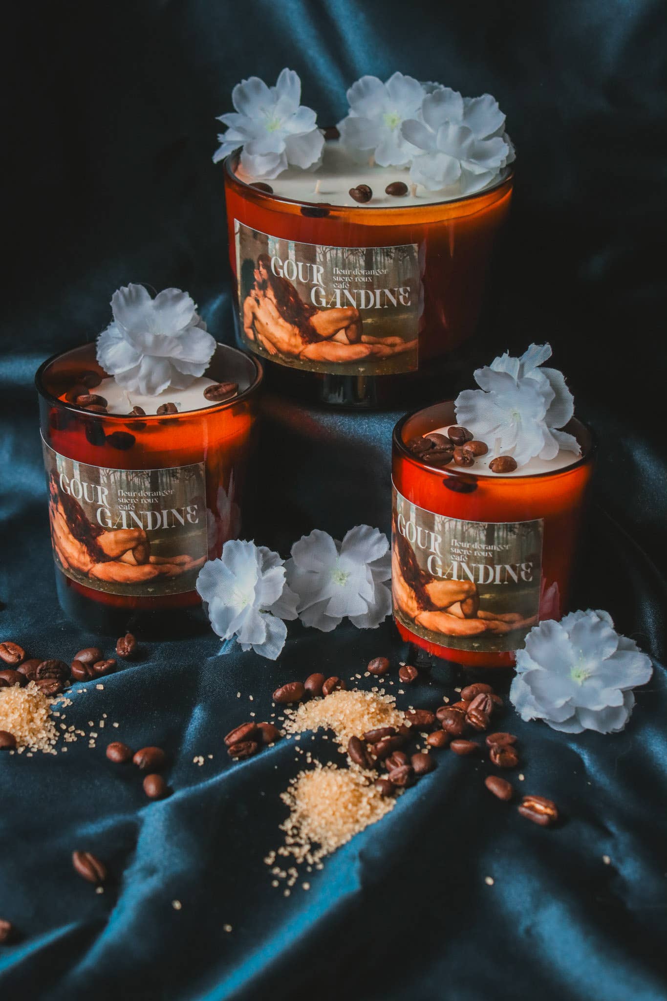 Gourgandine bougies - Wholesale Jar/Filled Candle - Orange blossom sugar coffee message candle, rapeseed wax10