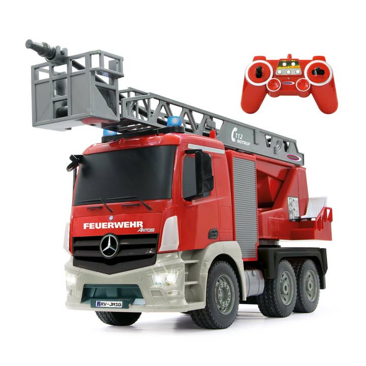 Escada giratória dos bombeiros Mercedes-Benz Antos 1:20 2.4 GHz com função de pulverização por atacado de mhw24