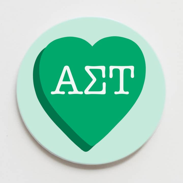 Good Vibez Collegiate - Wholesale Lapel Pin/Button - Alpha Sigma Tau Greek Conversation Heart Button - 1.50 inch0